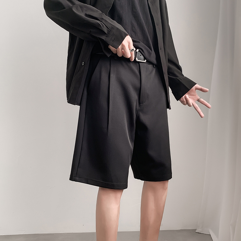 Men's Shorts Summer Men's Shorts Straight Fit Knee-Length Short Suit Pant Solid Black White Clothing Student Thin Colors Casual Shorts Man 2