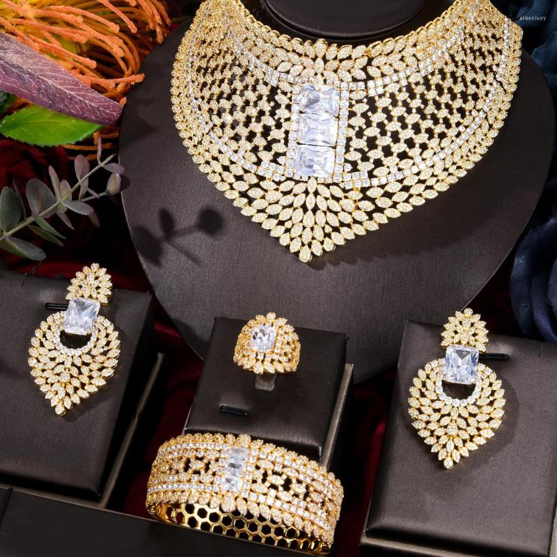 Necklace Earrings Set KellyBola Luxury Noble Hollow Fashion Wedding Naija 4 PCS Bride Cubic Zirconia Dubai 4PCS Dress, Picture shown
Necklace Earrings Set KellyBola Luxury Noble Hollow Fashion Wedding Naija 4 PCS Bride Cubic Zirconia Dubai 4PCS Dress, Picture shown