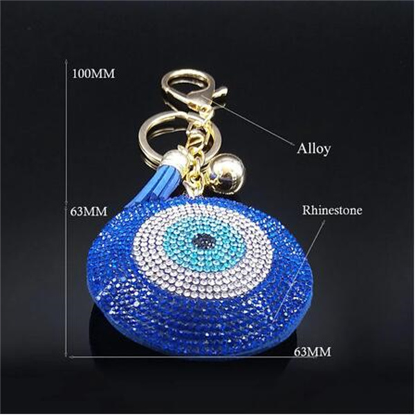 Turkey Eyes Crystal Keychains Keyring for Women Keychain Blue Gold Color Key Chain Bag Accessories Jewelry llaveros ojo turco GC2105