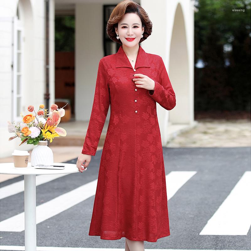 Casual Dresses Spring Autumn Vintage Floral Midi Dress Long Sleeve Middle-aged Mother 2023 Elegant Women Party
Casual Dresses Spring Autumn Vintage Floral Midi Dress Long Sleeve Middle-aged Mother 2023 Elegant Women Party