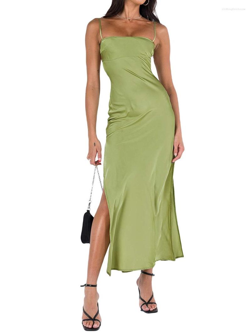 Casual Dresses Women Spaghetti Strap Long Slip Midi Dress Backless Sleeveless Satin Silk Elegant Party Club Cami, T1 green
Casual Dresses Women Spaghetti Strap Long Slip Midi Dress Backless Sleeveless Satin Silk Elegant Party Club Cami, T1 green