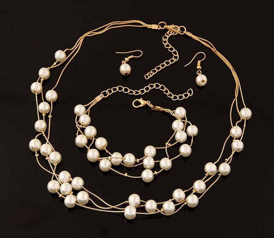Ornament Fashion Pearl Necklace Earring Bracelet Jewelry Set Three Piece Accessories Wholesale
Ornament Fashion Pearl Necklace Earring Bracelet Jewelry Set Three Piece Accessories Wholesale