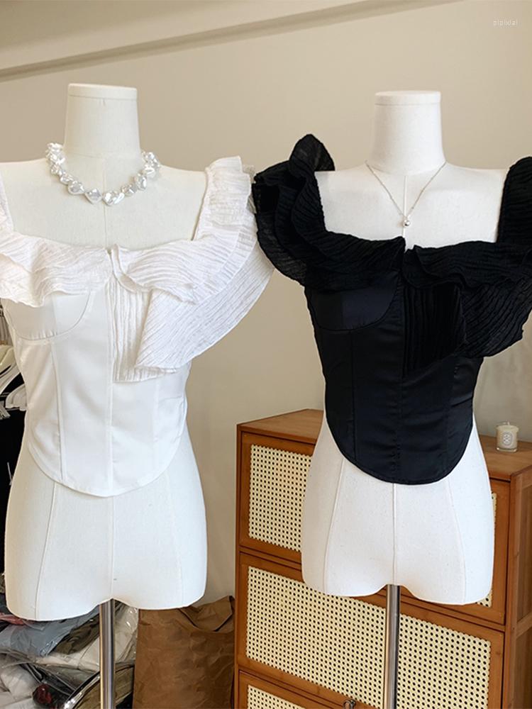 Women' Blouses Summer Women French Lazy Style Crop Tops Classical Shirt Square Collar Design Blouse Mori Girl Aesthetic Vintage Fashion, Black
Women' Blouses Summer Women French Lazy Style Crop Tops Classical Shirt Square Collar Design Blouse Mori Girl Aesthetic Vintage Fashion, Black