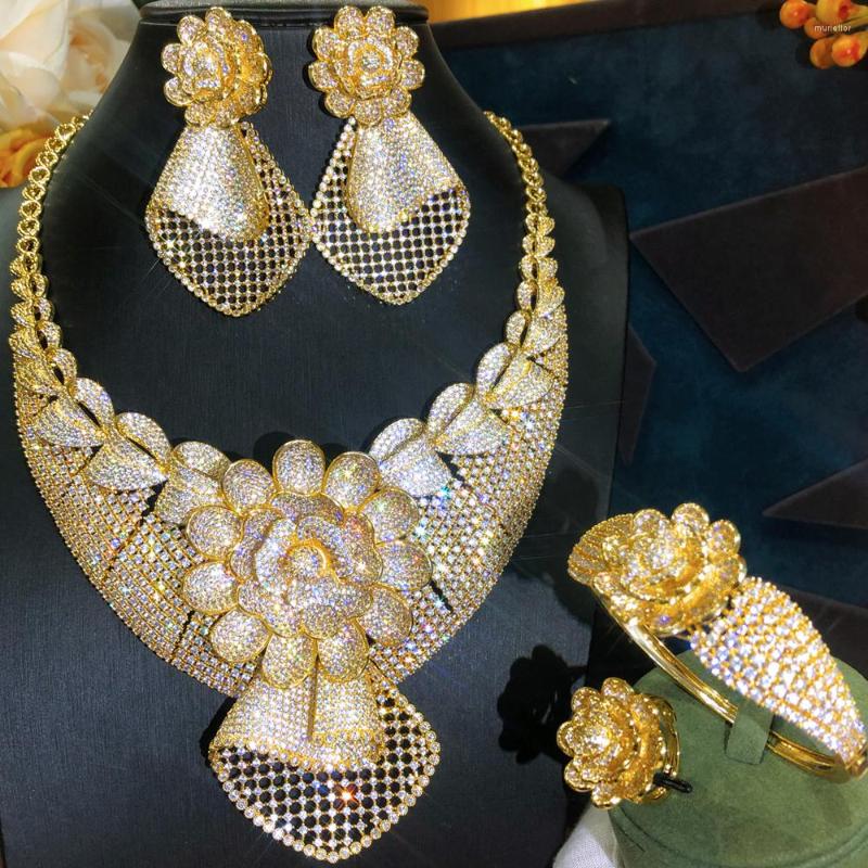 Necklace Earrings Set Jimbora Luxury Bridal Gorgeous Big Bangle Ring 4PCS Jewelry For Women Lady Wedding Jewellery, Picture shown
Necklace Earrings Set Jimbora Luxury Bridal Gorgeous Big Bangle Ring 4PCS Jewelry For Women Lady Wedding Jewellery, Picture shown