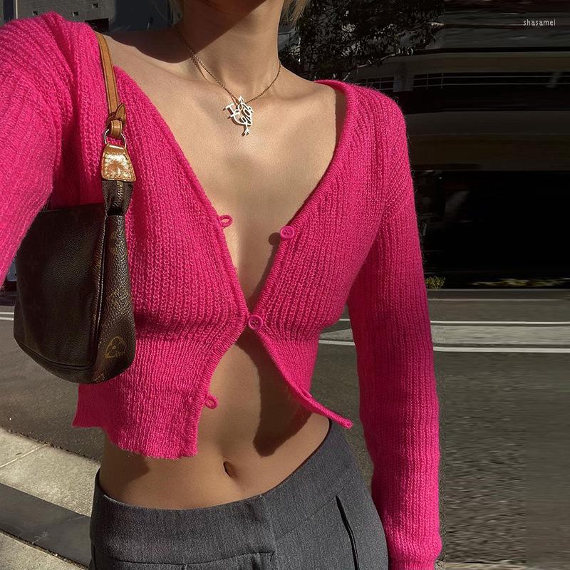 Women' Knits Fashion Sweaters Cardigan Women Cropped Sexy V Neck Long Sleeve Buttons Slim T-shirt Solid Spring Blouse Female Tops 2023, Red
Women' Knits Fashion Sweaters Cardigan Women Cropped Sexy V Neck Long Sleeve Buttons Slim T-shirt Solid Spring Blouse Female Tops 2023, Red