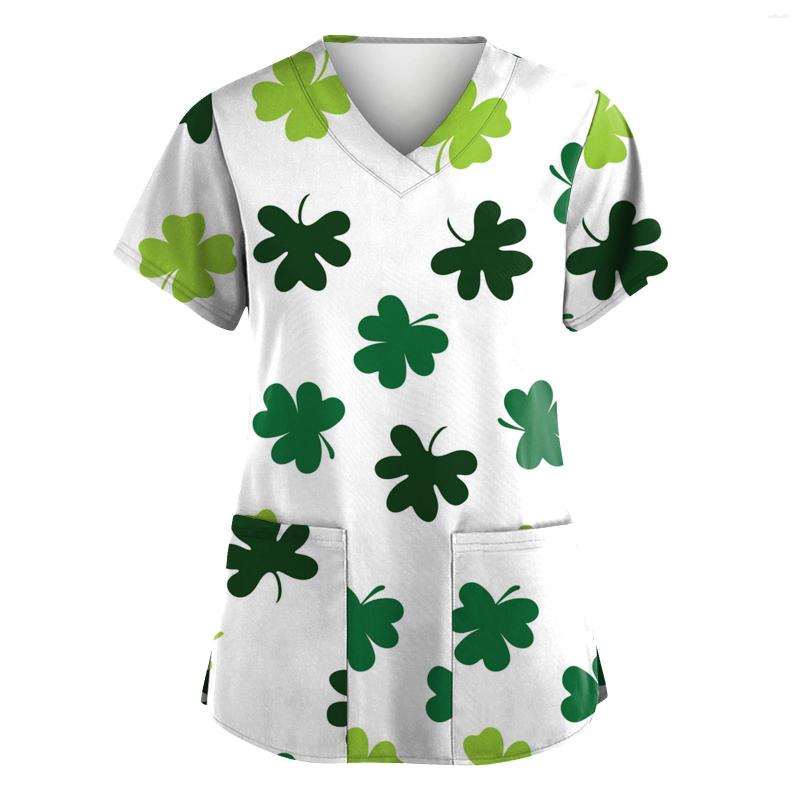 Women's T Shirts Ladies Printed Short Sleeve V Neck Top Work Pocket Shirt Overalls, Green
Women's T Shirts Ladies Printed Short Sleeve V Neck Top Work Pocket Shirt Overalls, Green