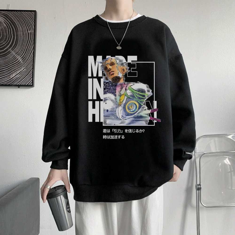 Mens Hoodies Sweatshirts Enrico Pucci Anime Sweatshirts JoJos Bizarre Adventure Manga Graphic Oversized Men Pullover Tracksuit Women Top Winter Cloth 