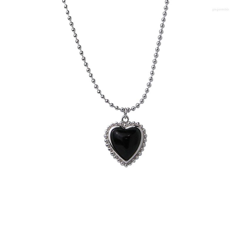 Chains 925 Sterling Silver Design Feel Light Luxury And Simple Girl's Heart Black Agate Love Necklace Female Clavicle Chain
Chains 925 Sterling Silver Design Feel Light Luxury And Simple Girl's Heart Black Agate Love Necklace Female Clavicle Chain