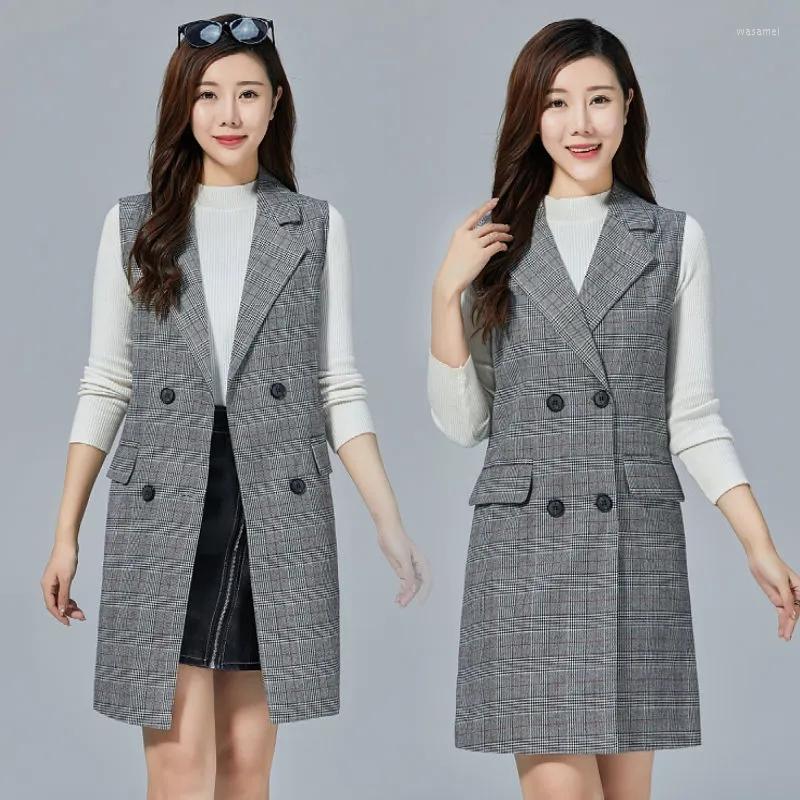Women's Vests Spring Autumn Coats Lattice Large Women Suit Vest Coat Korean Fashion Clothes Sleeveless Jacket Female Long Waistcoat, Red grid
Women's Vests Spring Autumn Coats Lattice Large Women Suit Vest Coat Korean Fashion Clothes Sleeveless Jacket Female Long Waistcoat, Red grid