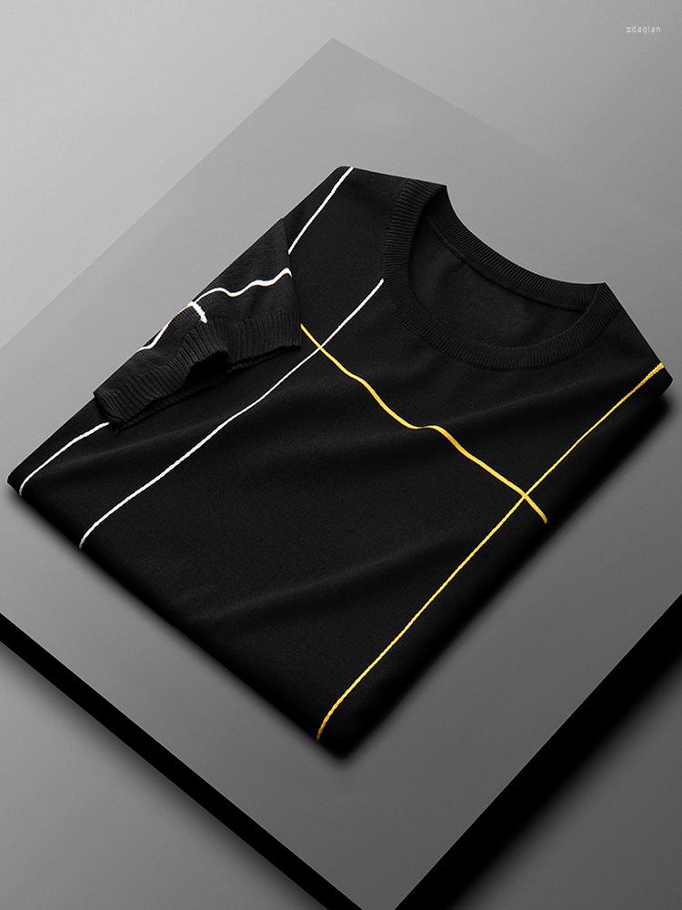 Men's T Shirts 2023 Summer Thin Plaid Shirt Men's Clothes Short Sleeved Round Neck Slim Fit Elastic Knit Tee Tops All-match T13, Black
Men's T Shirts 2023 Summer Thin Plaid Shirt Men's Clothes Short Sleeved Round Neck Slim Fit Elastic Knit Tee Tops All-match T13, Black