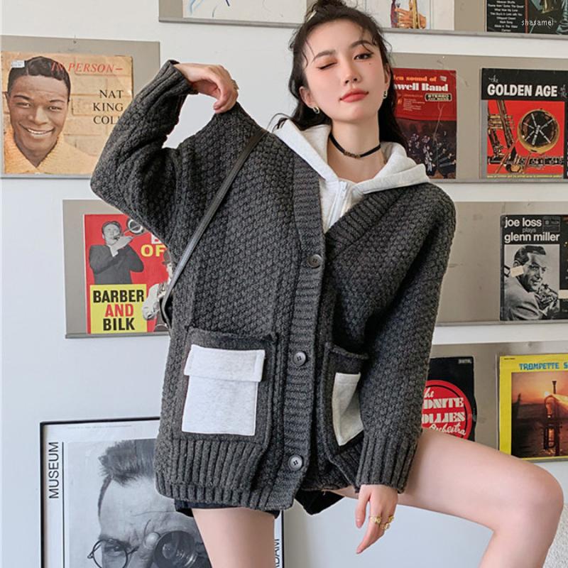 Women' Knits Spring Cardigan Sweaters Women Short Hooded Korean Style Soft Warm Leisure Loose Zipper Solid Patchwork Female Knitting Tops
Women' Knits Spring Cardigan Sweaters Women Short Hooded Korean Style Soft Warm Leisure Loose Zipper Solid Patchwork Female Knitting Tops