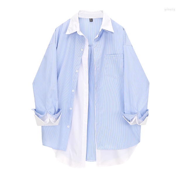Women's Blouses SuperAen 2023 Spring Autumn Fake Two-piece Shirts Women's Korean Design Stripe Patchwork Casual, Blue
Women's Blouses SuperAen 2023 Spring Autumn Fake Two-piece Shirts Women's Korean Design Stripe Patchwork Casual, Blue