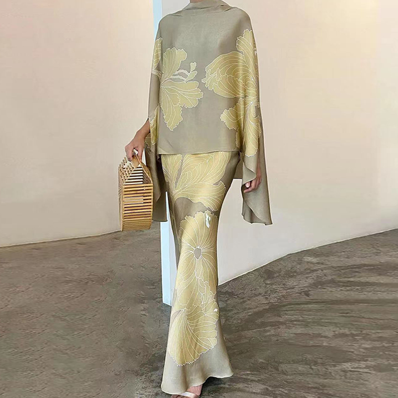 Two Piece Dress 2023 Fashion Women's Pullover Paired with Skirt Office Spring ONeck Solid Flower Colored Elegant Slim Top Set 230508