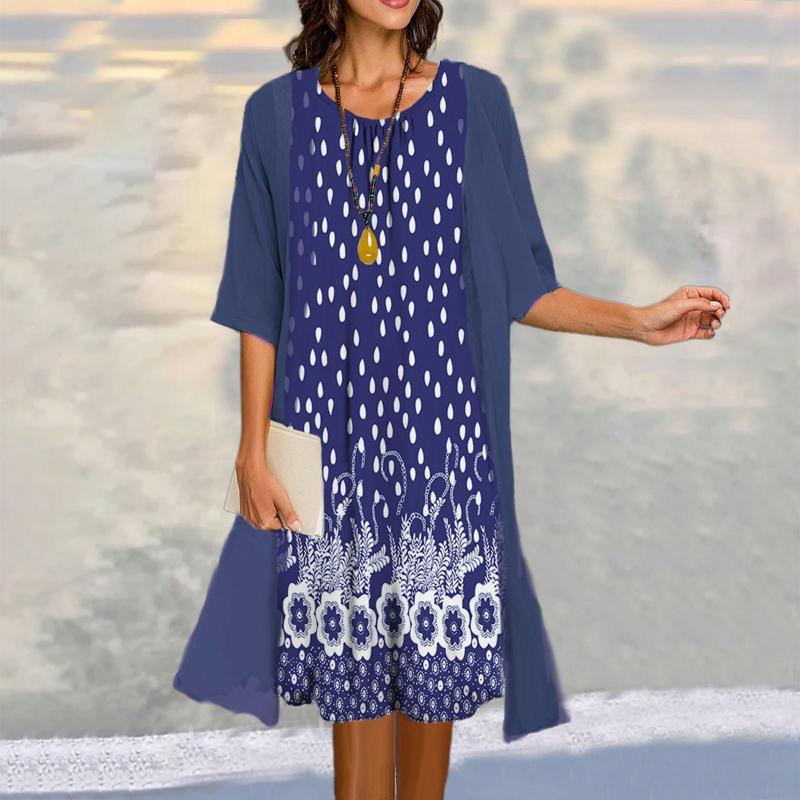 Casual Dresses Chiffon Two Piece Dress Women Floral Printing Crew Neck Outer Summer For 2023 Plus Size Vestido, Dark blue
Casual Dresses Chiffon Two Piece Dress Women Floral Printing Crew Neck Outer Summer For 2023 Plus Size Vestido, Dark blue