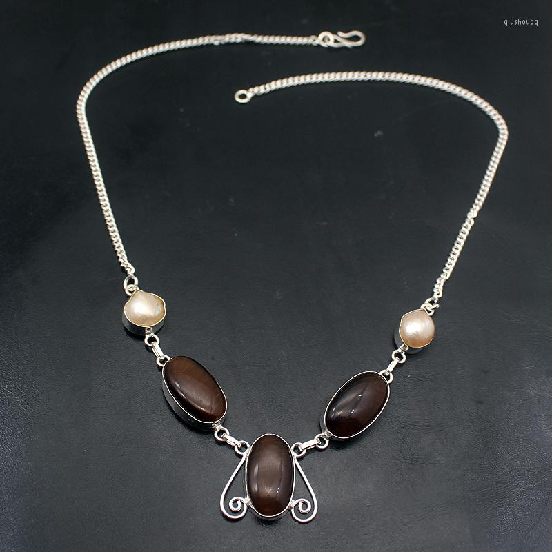 Chains Hermosa Natural Tigers Eye White Pearl Silver Color Chain Necklace 18 Inch A904
Chains Hermosa Natural Tigers Eye White Pearl Silver Color Chain Necklace 18 Inch A904
