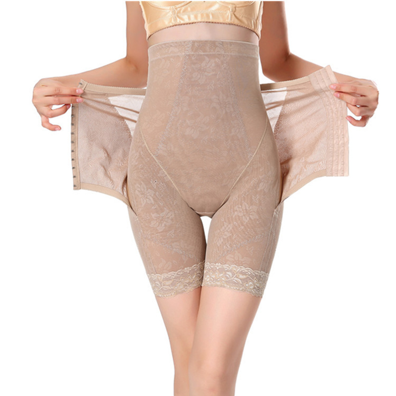 Waist Tummy Shaper High Waist Buckle Lace Ruffle Transparent Back Take off Body Shaper Panties Waist Trainer Tummy Flat Butt Lift Boxer Underwear 2305