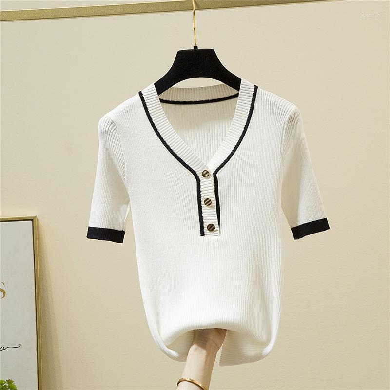 Women's T Shirts Casual Button V-Neck Fashion Women Shirt Slim Knitted Tee Femme Summer Short Sleeve Woman Clothes Tees White Camisetas, Blue
Women's T Shirts Casual Button V-Neck Fashion Women Shirt Slim Knitted Tee Femme Summer Short Sleeve Woman Clothes Tees White Camisetas, Blue