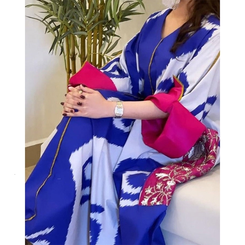 Party Dresses Women Summer Long Sleeve Loose Pullover Casual Spring V Neck Vintage Fashion Female Print Maxi 230508