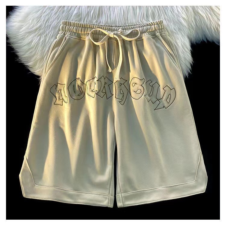 Men's Shorts Y2K Mens Gym Shorts Clothing Male Summer Letter Sportswear Men Streetwear Harajuku Drawstring Knee Length Casual Wide Leg Shorts 230