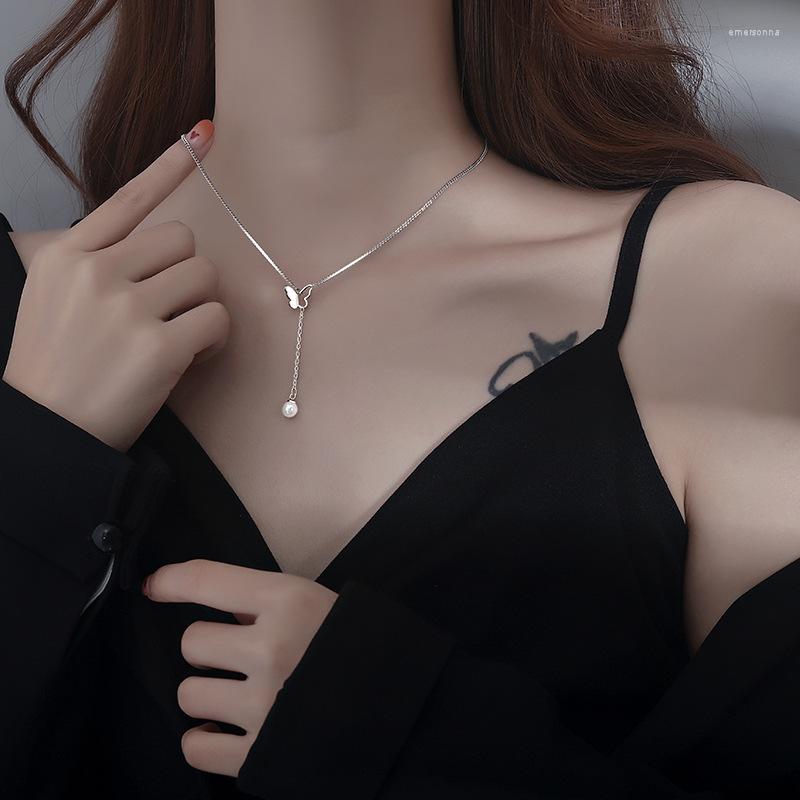 Chains Yachu Silver Color Butterfly Tassel Necklace For Woman Luxury Pearl Collar Chain Choker Valentine's Day Jewelry
Chains Yachu Silver Color Butterfly Tassel Necklace For Woman Luxury Pearl Collar Chain Choker Valentine's Day Jewelry