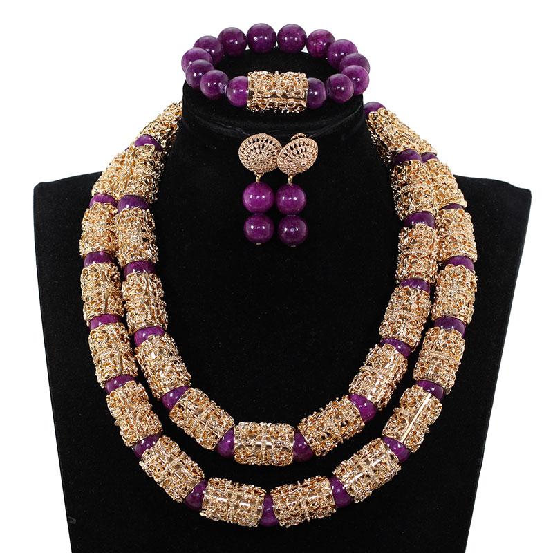 Necklace Earrings Set & Purple Nigerian Beaded Women Costume Dubai Gold Chunky Statement 2023 GA514Earrings, Picture shown
Necklace Earrings Set & Purple Nigerian Beaded Women Costume Dubai Gold Chunky Statement 2023 GA514Earrings, Picture shown
