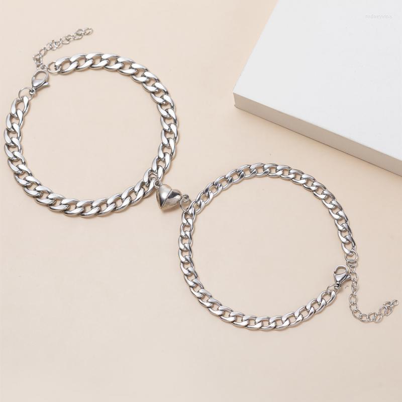 Link Bracelets A Pair Hiphop Silver Color Cuba Chain Couple Bracelet For Men Romantic Magnet Women Things Fashion Jewelry Lovers's Gift
Link Bracelets A Pair Hiphop Silver Color Cuba Chain Couple Bracelet For Men Romantic Magnet Women Things Fashion Jewelry Lovers's Gift