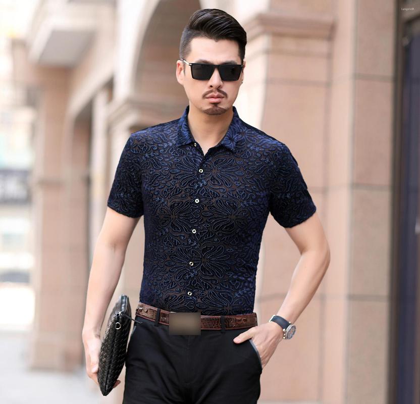Men's Casual Shirts Mens Flower Floral Transparent Slim Fit Sexy Lace Button Down Short Sleeve Tops, Blue
Men's Casual Shirts Mens Flower Floral Transparent Slim Fit Sexy Lace Button Down Short Sleeve Tops, Blue