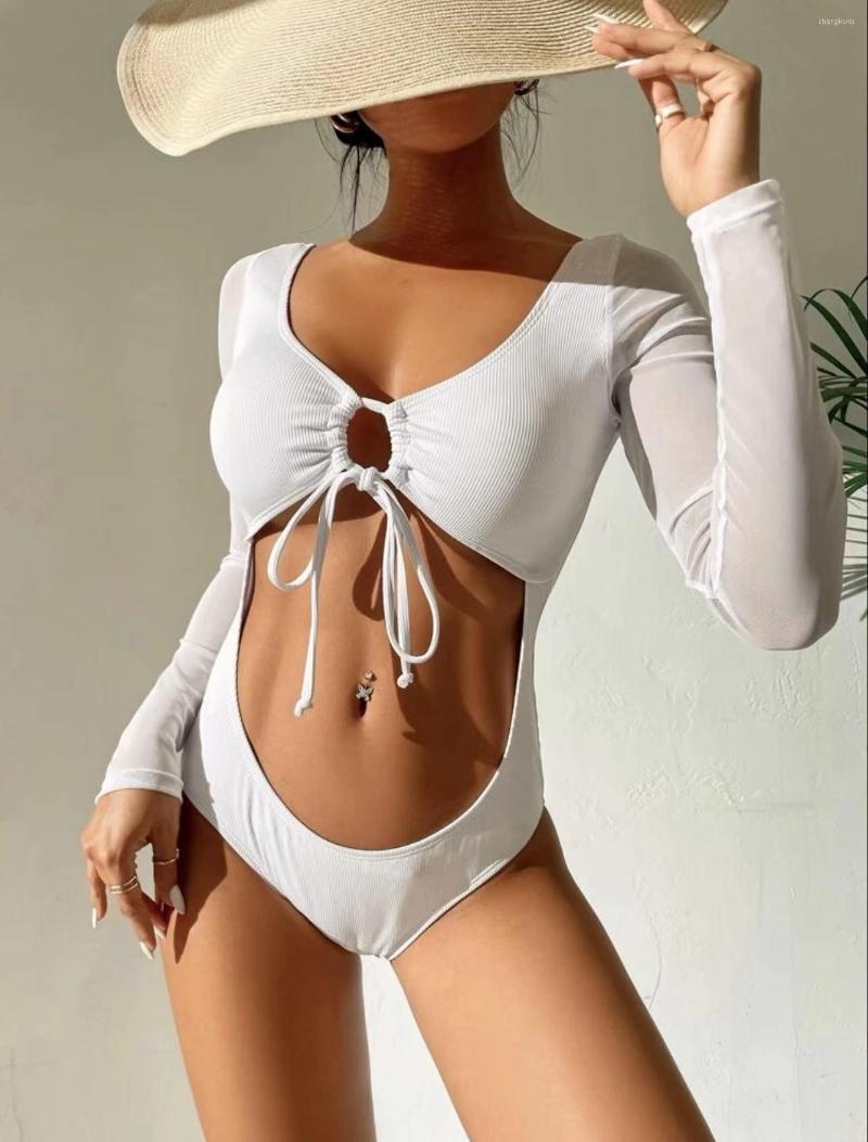 Women' Swimwear 2023 White Hollow Swimsuit One Piece Solid Long Sleeve Women Bathing Suit Female Swimming Summer Beachwear Monokini
Women' Swimwear 2023 White Hollow Swimsuit One Piece Solid Long Sleeve Women Bathing Suit Female Swimming Summer Beachwear Monokini