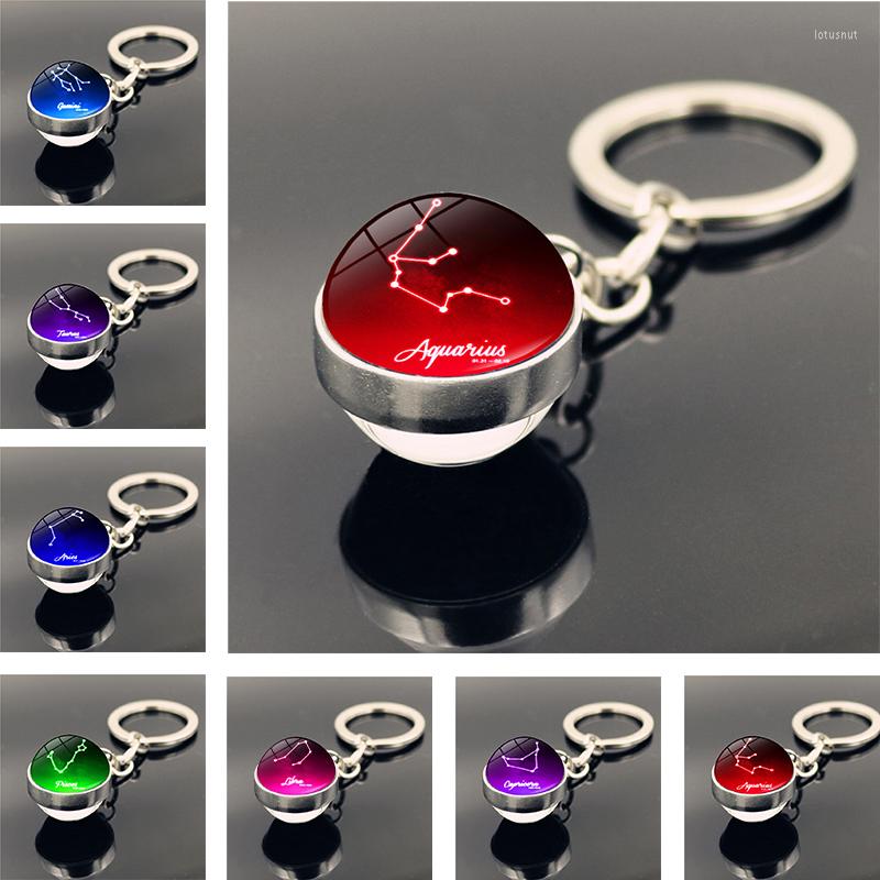 Keychains 12 Constellation Keychain Double-sided Crystal Glass Ball Zodiac Pendant Metal Key Chain Birthday Gift
Keychains 12 Constellation Keychain Double-sided Crystal Glass Ball Zodiac Pendant Metal Key Chain Birthday Gift