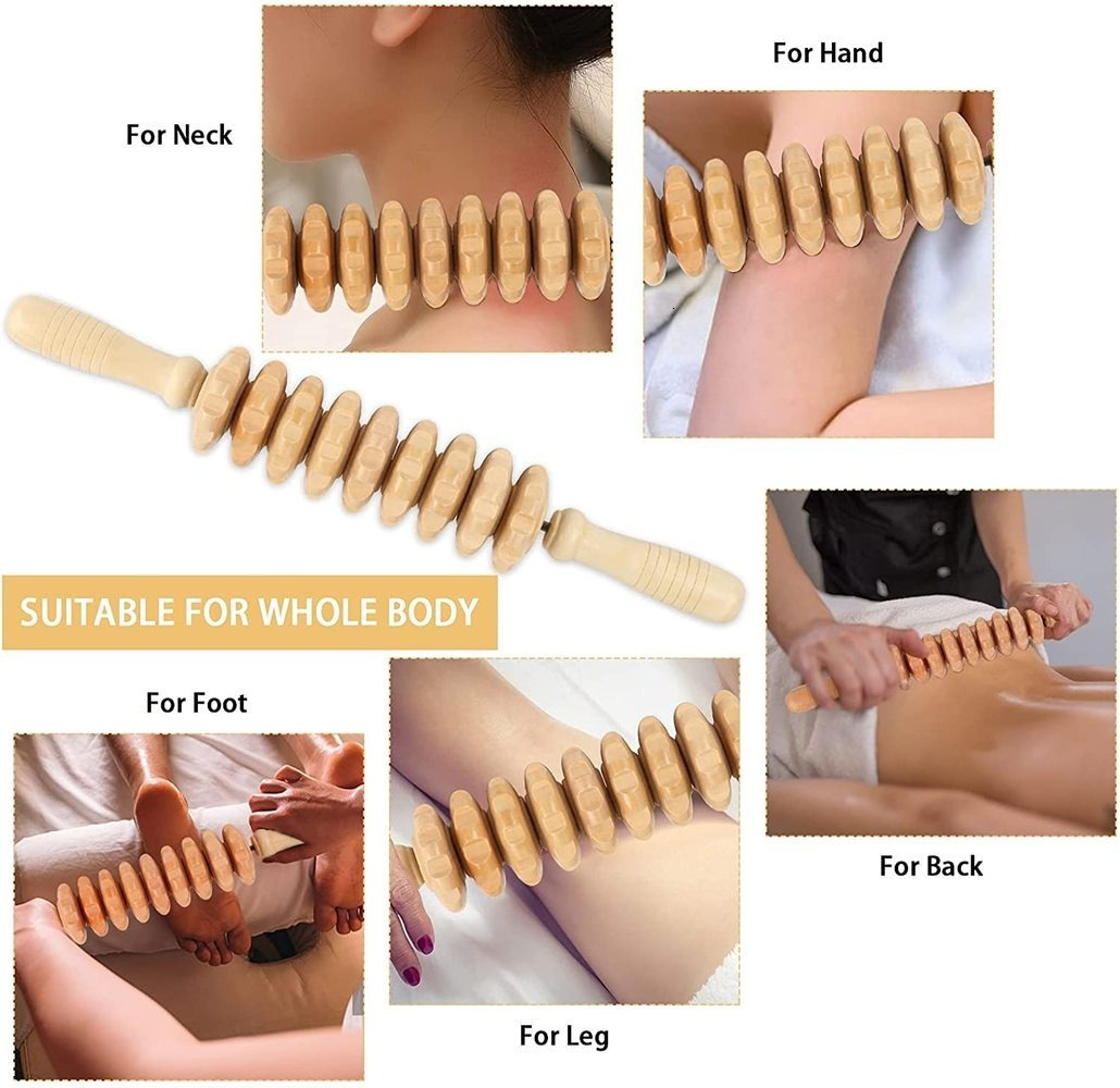 Massaging Neck Pillowws Handheld Body Wooden Massage Roller Anti Cellulite r Wood Therapy Tools for Lymphatic Drainage Muscle Relaxation 230508