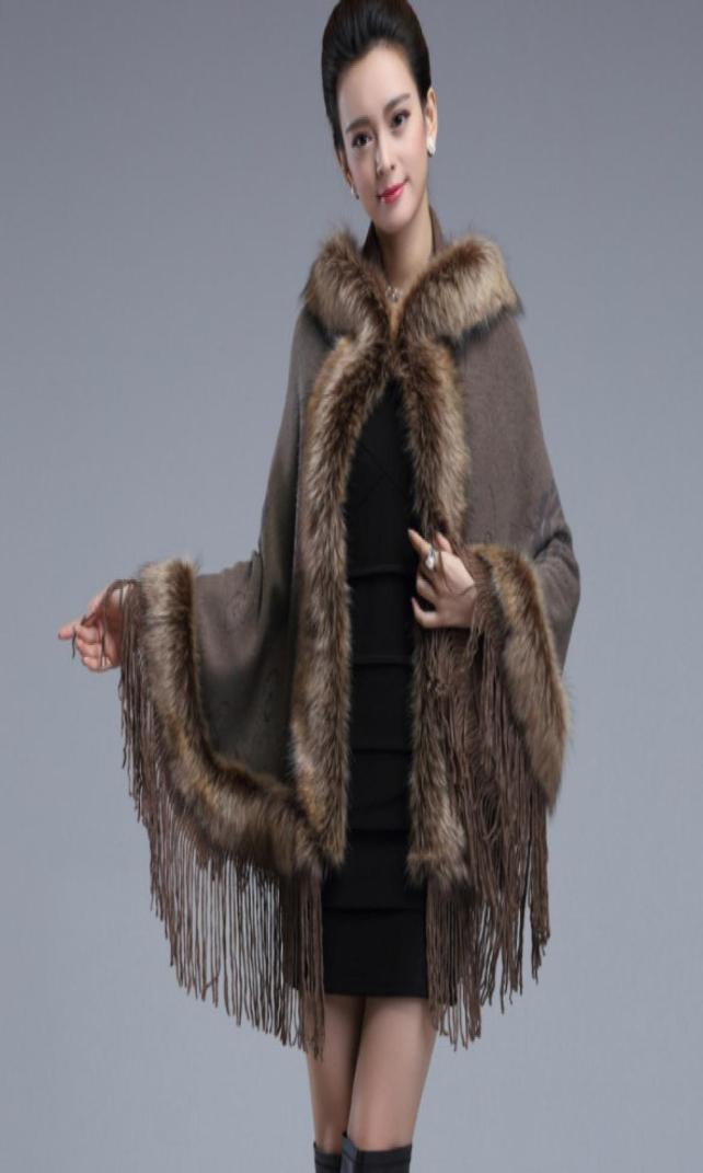 European and American hooded fringed autumn and winter women039s knitted shawl coat fur cape cardigan Bridal Wraps1812679, Brown
European and American hooded fringed autumn and winter women039s knitted shawl coat fur cape cardigan Bridal Wraps1812679, Brown