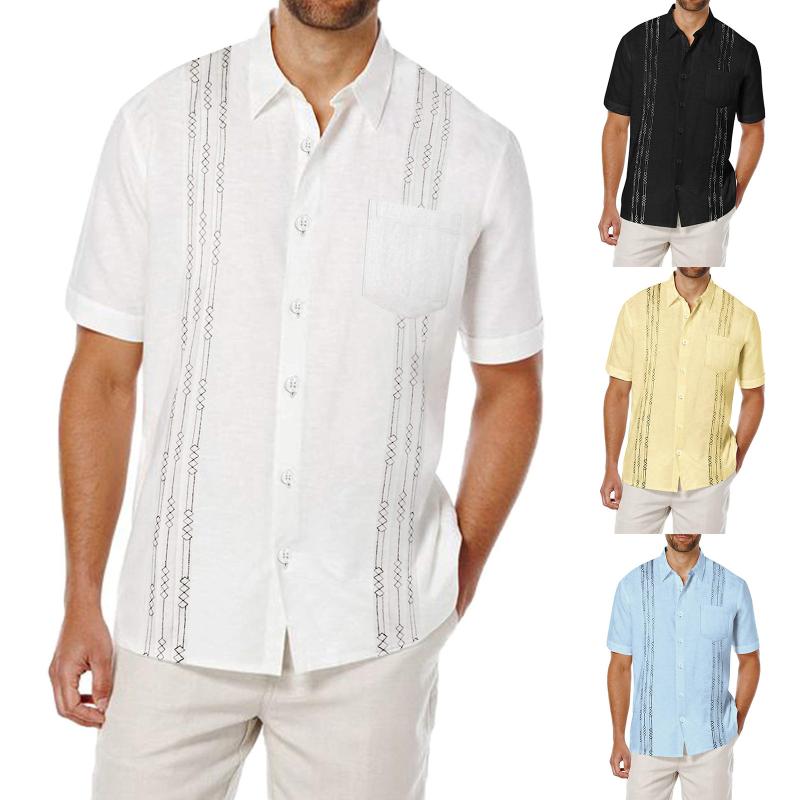 Men's Casual Shirts T Shirt Homme Summer Fashion Loose Short Sleeve Top Cotton Linen Stripe Pattern Embroidered Camisa MasculinaMe, Beige
Men's Casual Shirts T Shirt Homme Summer Fashion Loose Short Sleeve Top Cotton Linen Stripe Pattern Embroidered Camisa MasculinaMe, Beige