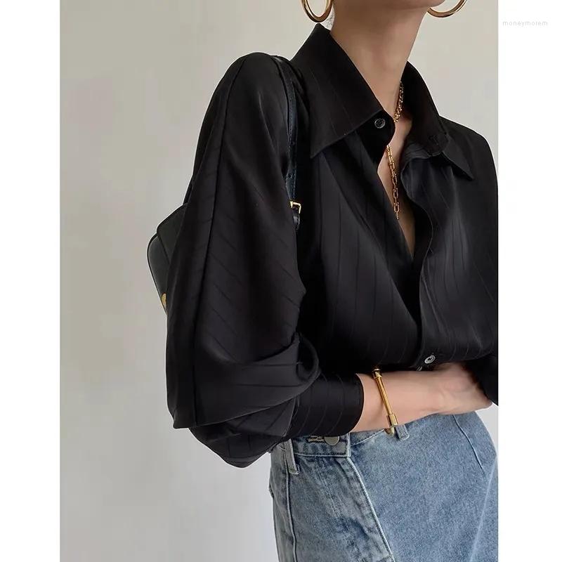 Women's Blouses Satin Chic Women's T-Shirt Long Sleeve Design Aesthetic Striped Casual Black Loose Urbane Elegant 2023, White
Women's Blouses Satin Chic Women's T-Shirt Long Sleeve Design Aesthetic Striped Casual Black Loose Urbane Elegant 2023, White