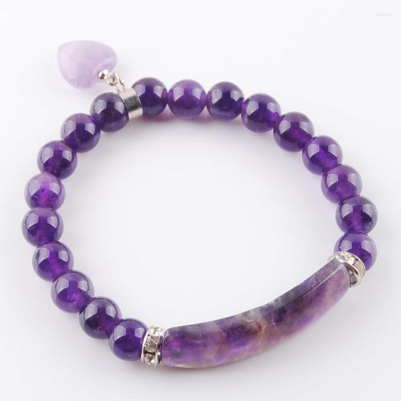 Strand YOWOST Natural Amethysts Stone Beads Bracelets Heart Shape Silver-color Fitting Women Jewelry Love Gifts IK3340
Strand YOWOST Natural Amethysts Stone Beads Bracelets Heart Shape Silver-color Fitting Women Jewelry Love Gifts IK3340