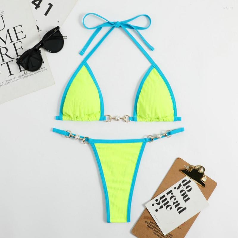 Women' Swimwear 2 Pcs/Set Women Bikini Set Contrast Color Beach Quick Dry Lady Swimsuit, Green
Women' Swimwear 2 Pcs/Set Women Bikini Set Contrast Color Beach Quick Dry Lady Swimsuit, Green