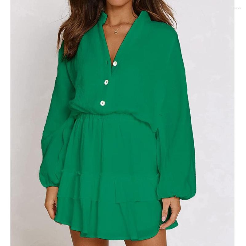 Casual Dresses Wepbel Button Ruffles Solid Color Swing Mini Dress Women's Lantern Long Sleeve V-neck Summer High Waist, Orange
Casual Dresses Wepbel Button Ruffles Solid Color Swing Mini Dress Women's Lantern Long Sleeve V-neck Summer High Waist, Orange