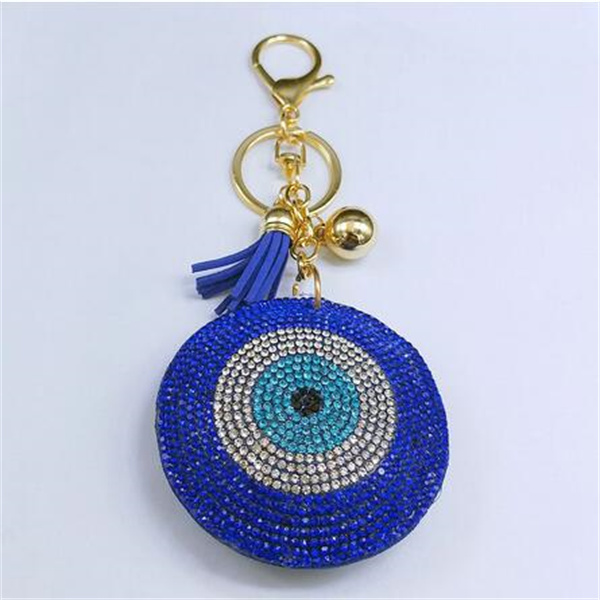 Turkey Eyes Crystal Keychains Keyring for Women Keychain Blue Gold Color Key Chain Bag Accessories Jewelry llaveros ojo turco GC2105