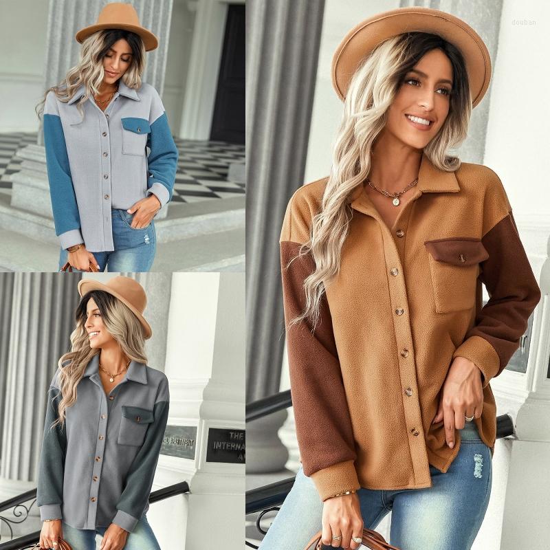 Women' Jackets Coat Casual Lapel Fleece Fuzzy Button Down Oversized Outwear Jacket, Gray blue