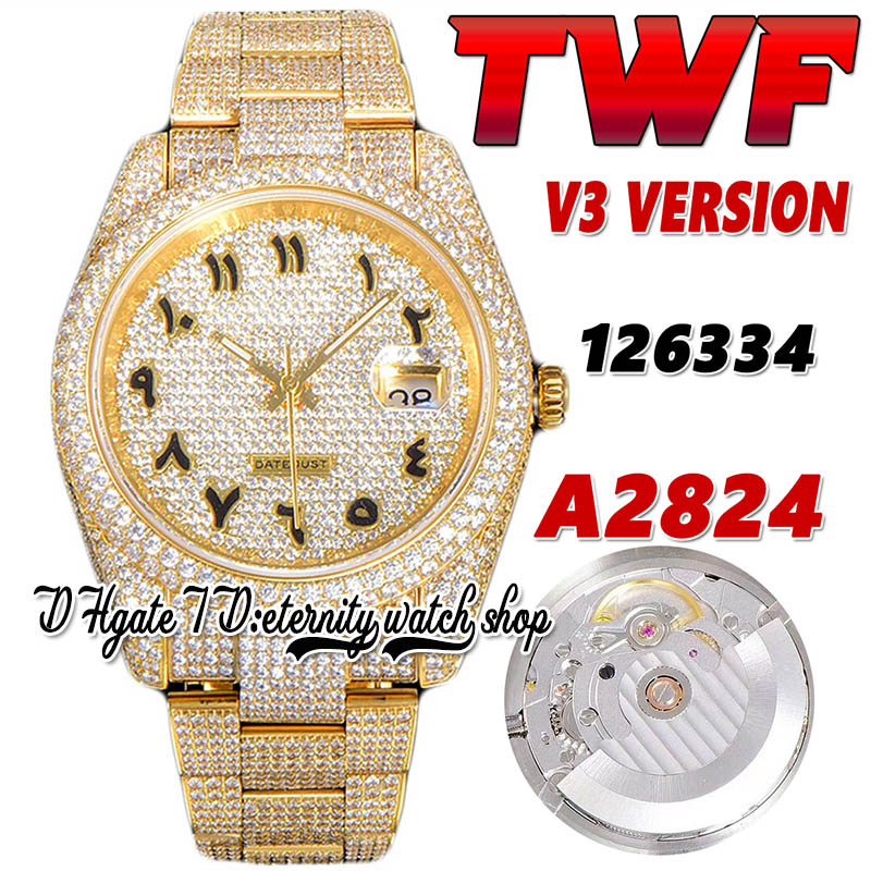 2022 TWF V3 126333 126334 A2824 Automatic Mens Watch 116244 Paved Diamonds Arabic Dial 904L Stainless Gold Case Fully Iced Out Diamond Bracelet Eternity Watches, Watch waterproof cost
2022 TWF V3 126333 126334 A2824 Automatic Mens Watch 116244 Paved Diamonds Arabic Dial 904L Stainless Gold Case Fully Iced Out Diamond Bracelet Eternity Watches, Watch waterproof cost
