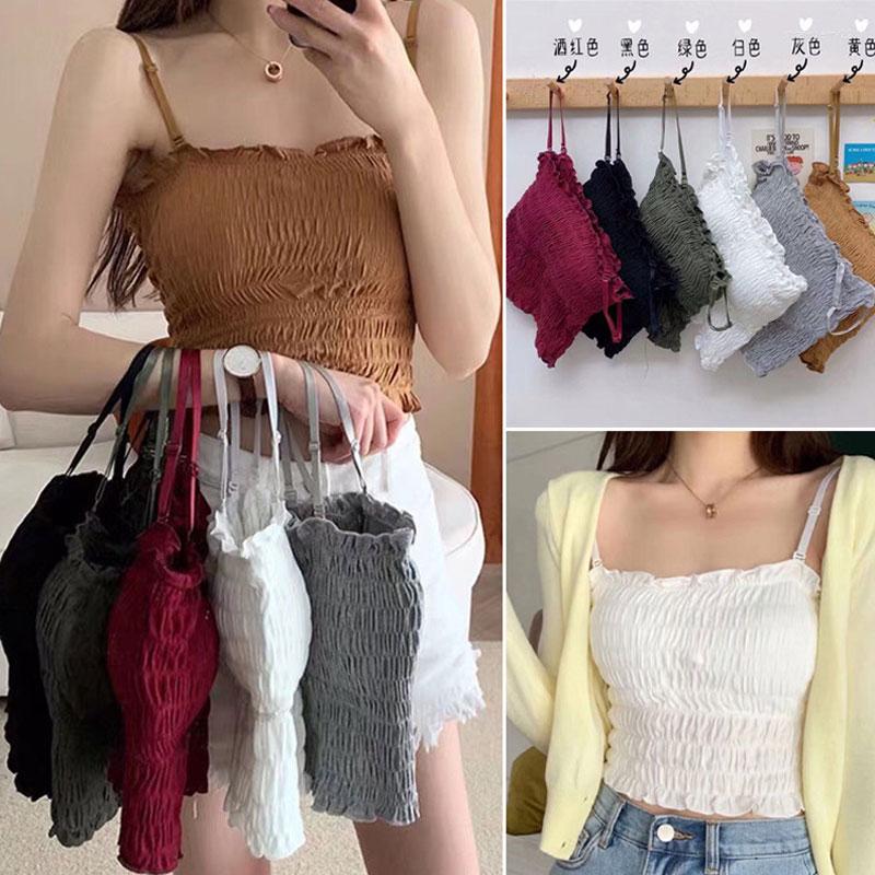 Camisoles & Tanks High Quality Girls Camisole Women Underwear Tube Tops Elastic Soft Crop With Pad Solid Color Sleeveless Cami Bra Vest, Black
Camisoles & Tanks High Quality Girls Camisole Women Underwear Tube Tops Elastic Soft Crop With Pad Solid Color Sleeveless Cami Bra Vest, Black