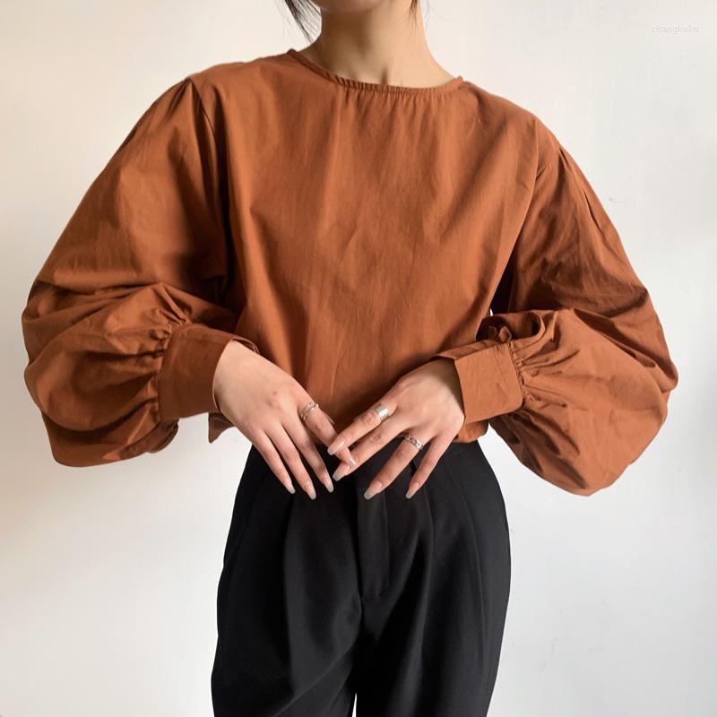 Women's Blouses Chic Korean Long Sleeve Blouse Women Spring Summer Solid Color Back Buttons Cotton Shirt Vintage Loose Cute Tops, Blue
Women's Blouses Chic Korean Long Sleeve Blouse Women Spring Summer Solid Color Back Buttons Cotton Shirt Vintage Loose Cute Tops, Blue