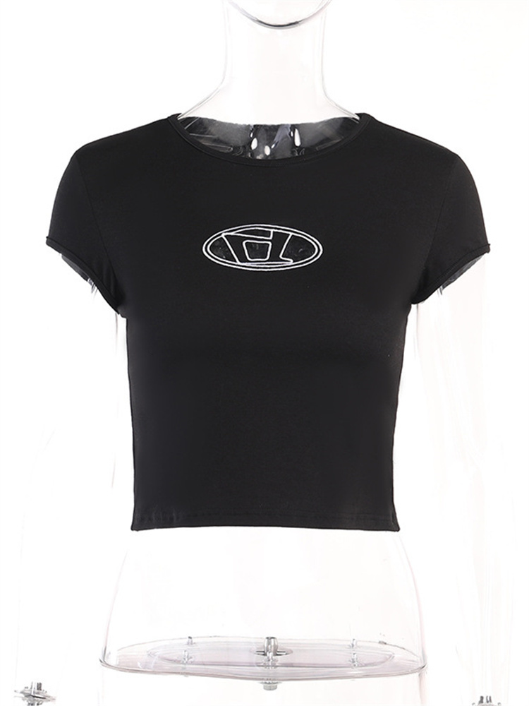 Womens TShirt Akaily Summer Street Graphics Blue Tops For Women O Neck Sleeveless Print Y2K Crop Fashion Bodycon Black Tee Shirts 230510