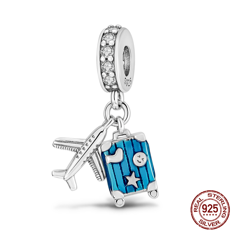 925 Sterling Silver Charm Is Suitable For Primitive Earth Plane Handwriting Postcards Hanging Charm Pearl DIY Making Bracelet Free Delivery