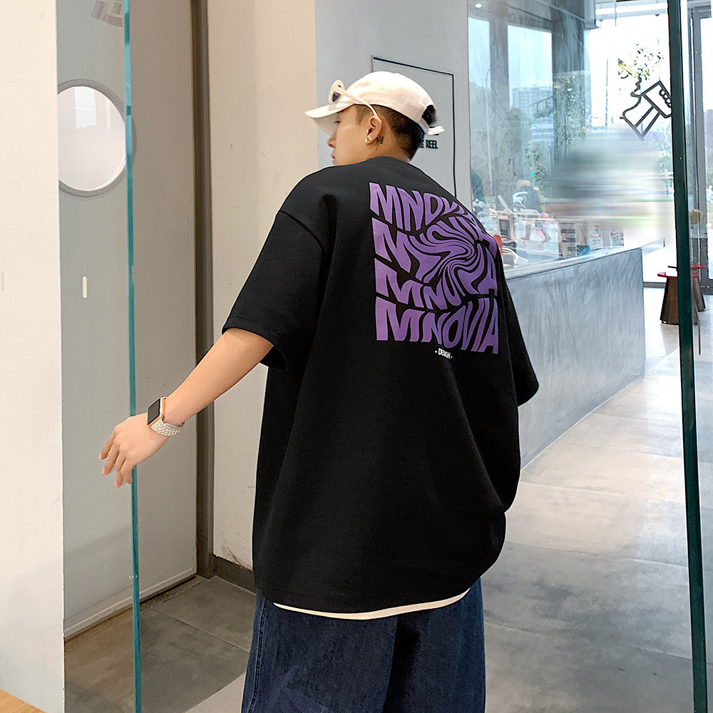 Men's T-Shirts American 210GSM Printed T-shirts Men's Oversized Summer Cotton Short Sleeve Tees Ins Male Top Streetwear Versatile Clothes 23