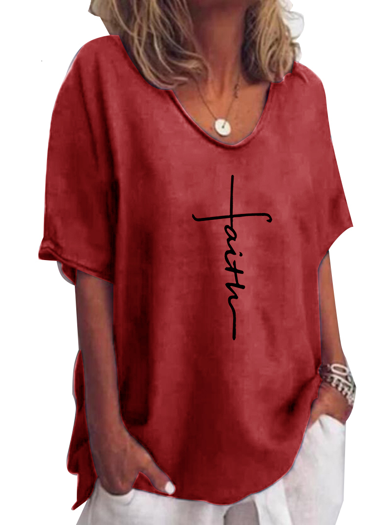 Women's TShirt Womens Cotton Linen Floral Young Ladies Casual Summer VNeck Medium Strecth Short Sleeve Tops For 2023 230510
