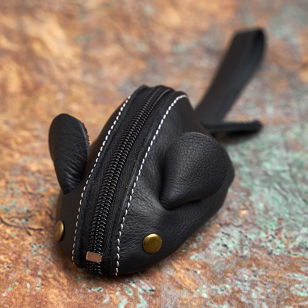 Evening Bags NASVA Genuine Leather Big Coin Purse Creative Lovely Rat Zipper Key Case Men Women Portable Wallets Children's 230509