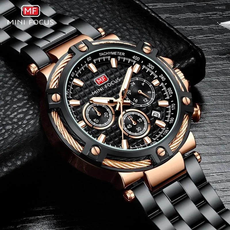 Wristwatches MINI FOCUS Black Stainless Steel Quartz Watch Men Fashion Luminous Dress Wristwatch With Date 24-hour Display Chronograph 0470, Silver blue-box
Wristwatches MINI FOCUS Black Stainless Steel Quartz Watch Men Fashion Luminous Dress Wristwatch With Date 24-hour Display Chronograph 0470, Silver blue-box