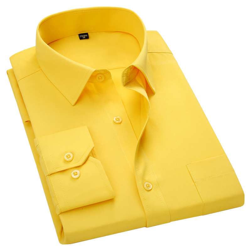 Men's Dress Shirts Men Business Casual Long Sleeved Shirt For Male Solid Color Dress Shirts Slim Fit Chemise Homme Camisa Social Red 8XL 230510