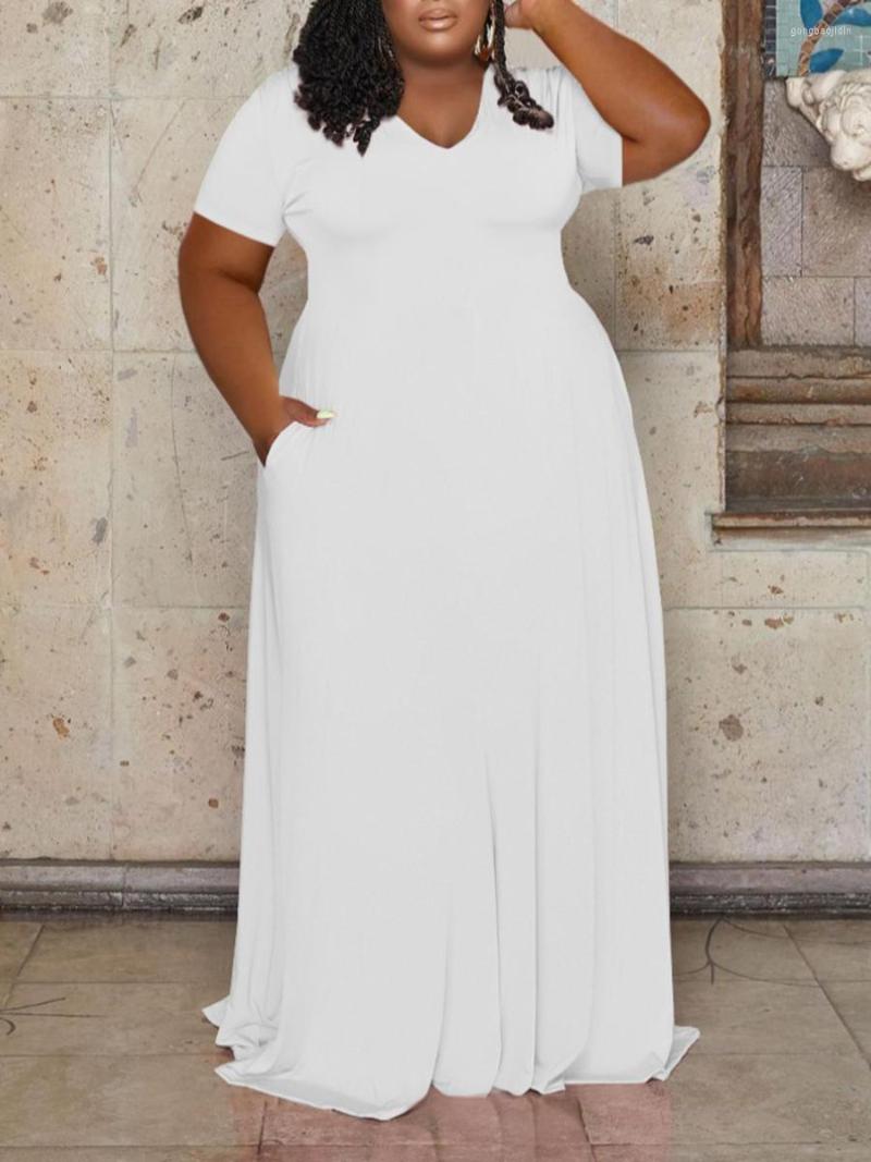 Plus Size Dresses LW Dress Solid Color Stretchy Pleated A-line Maxi Female Vintage Vestidos Sexy Summer Short Sleeve, White
Plus Size Dresses LW Dress Solid Color Stretchy Pleated A-line Maxi Female Vintage Vestidos Sexy Summer Short Sleeve, White