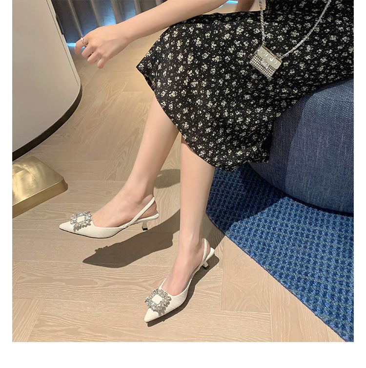 Classic Rhinestone Square Buckle Pointed Toe Slingback High Heel Sandals Women's Mid Heel Commuter Wedding Shoes, Aspic
Classic Rhinestone Square Buckle Pointed Toe Slingback High Heel Sandals Women's Mid Heel Commuter Wedding Shoes, Aspic